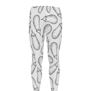 White Eggplant Drawing Print Men's leggings