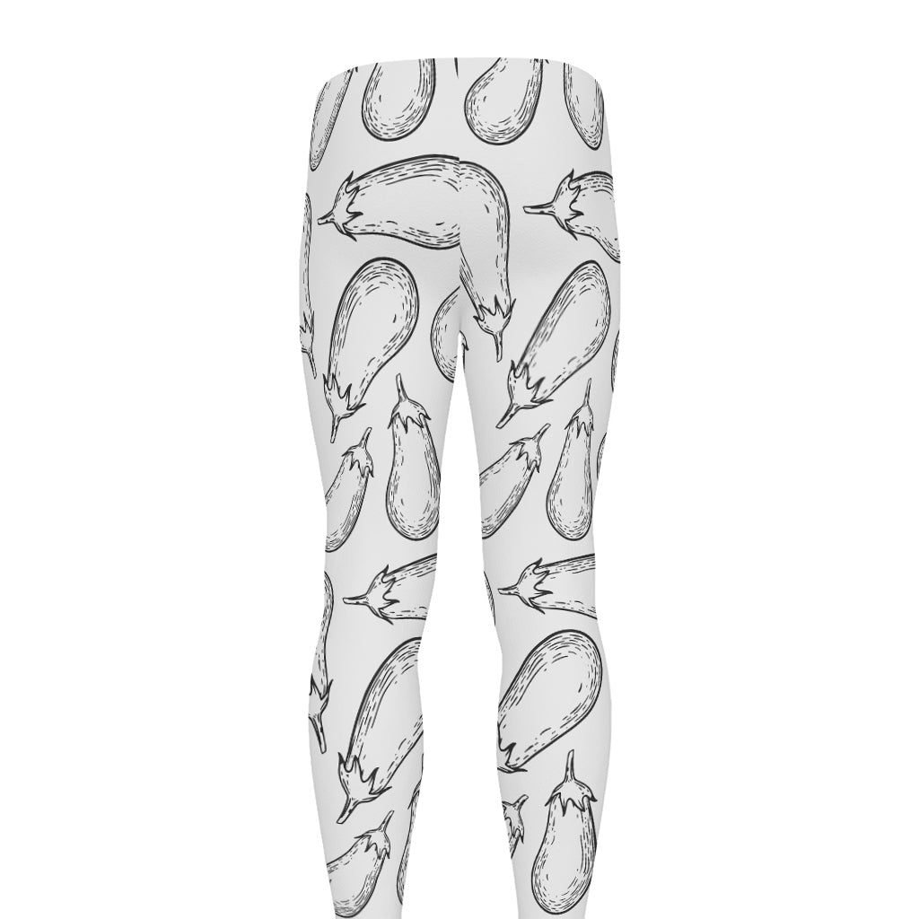 White Eggplant Drawing Print Men's leggings