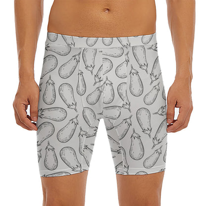 White Eggplant Drawing Print Men's Long Boxer Briefs