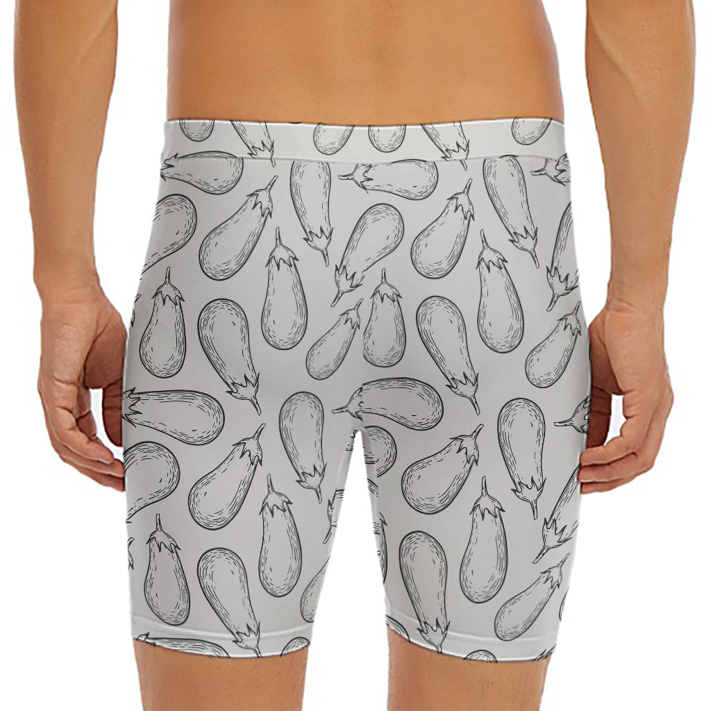 White Eggplant Drawing Print Men's Long Boxer Briefs