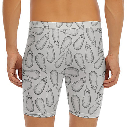 White Eggplant Drawing Print Men's Long Boxer Briefs