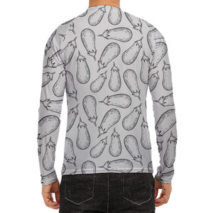 White Eggplant Drawing Print Men's Long Sleeve Rash Guard