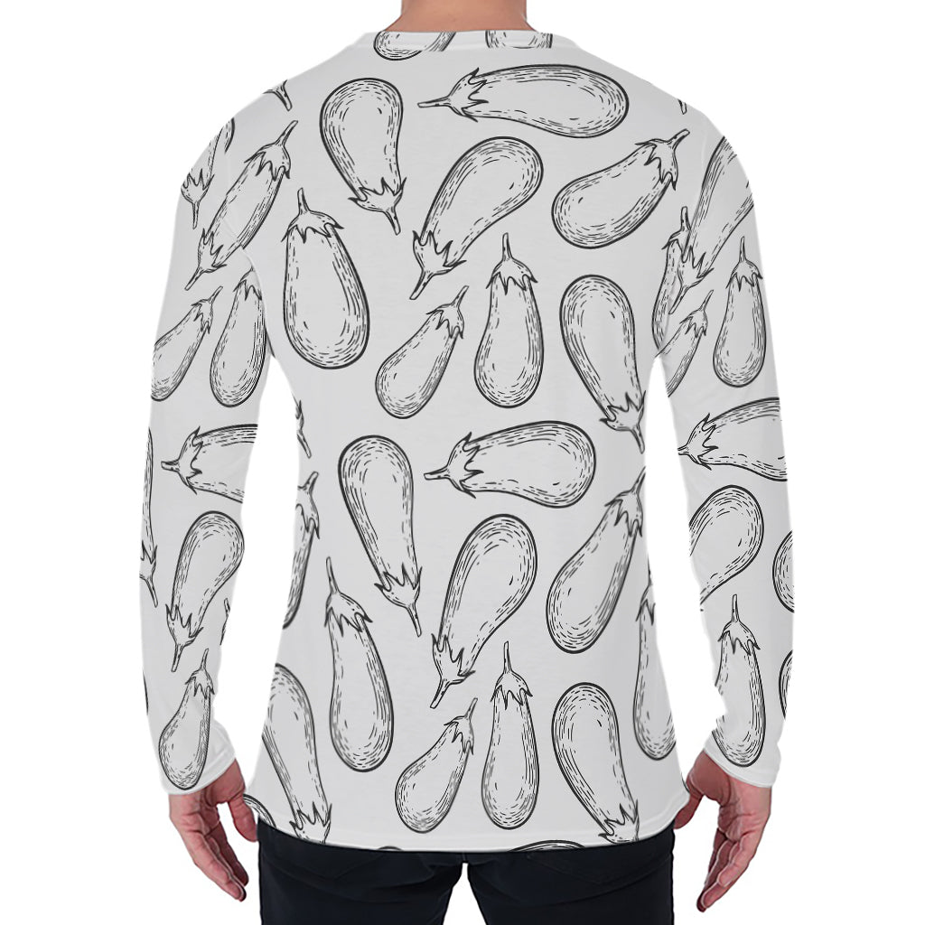White Eggplant Drawing Print Men's Long Sleeve T-Shirt