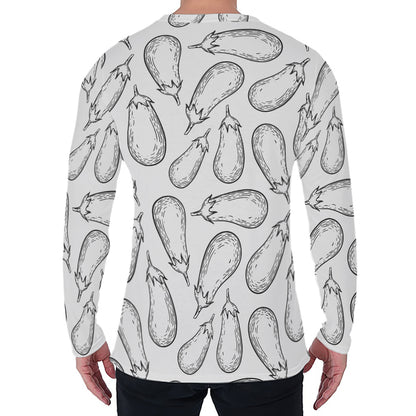 White Eggplant Drawing Print Men's Long Sleeve T-Shirt