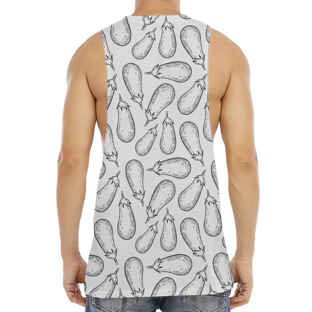 White Eggplant Drawing Print Men's Muscle Tank Top