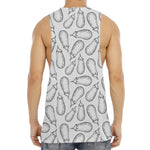 White Eggplant Drawing Print Men's Muscle Tank Top