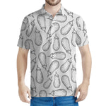 White Eggplant Drawing Print Men's Polo Shirt