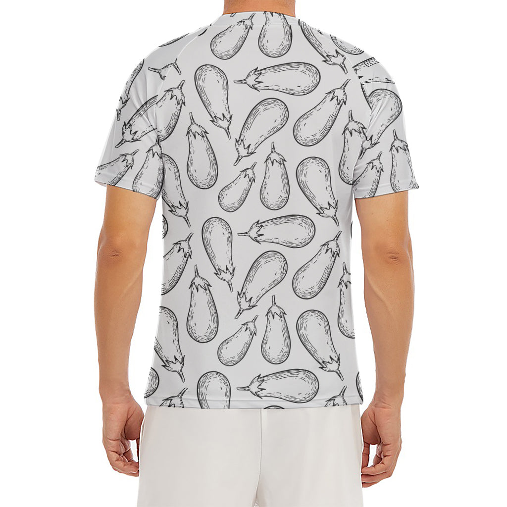 White Eggplant Drawing Print Men's Short Sleeve Rash Guard