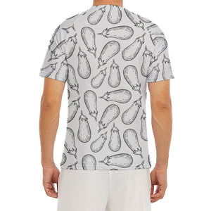 White Eggplant Drawing Print Men's Short Sleeve Rash Guard