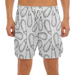 White Eggplant Drawing Print Men's Split Running Shorts