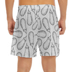 White Eggplant Drawing Print Men's Split Running Shorts