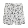White Eggplant Drawing Print Men's Athletic Shorts