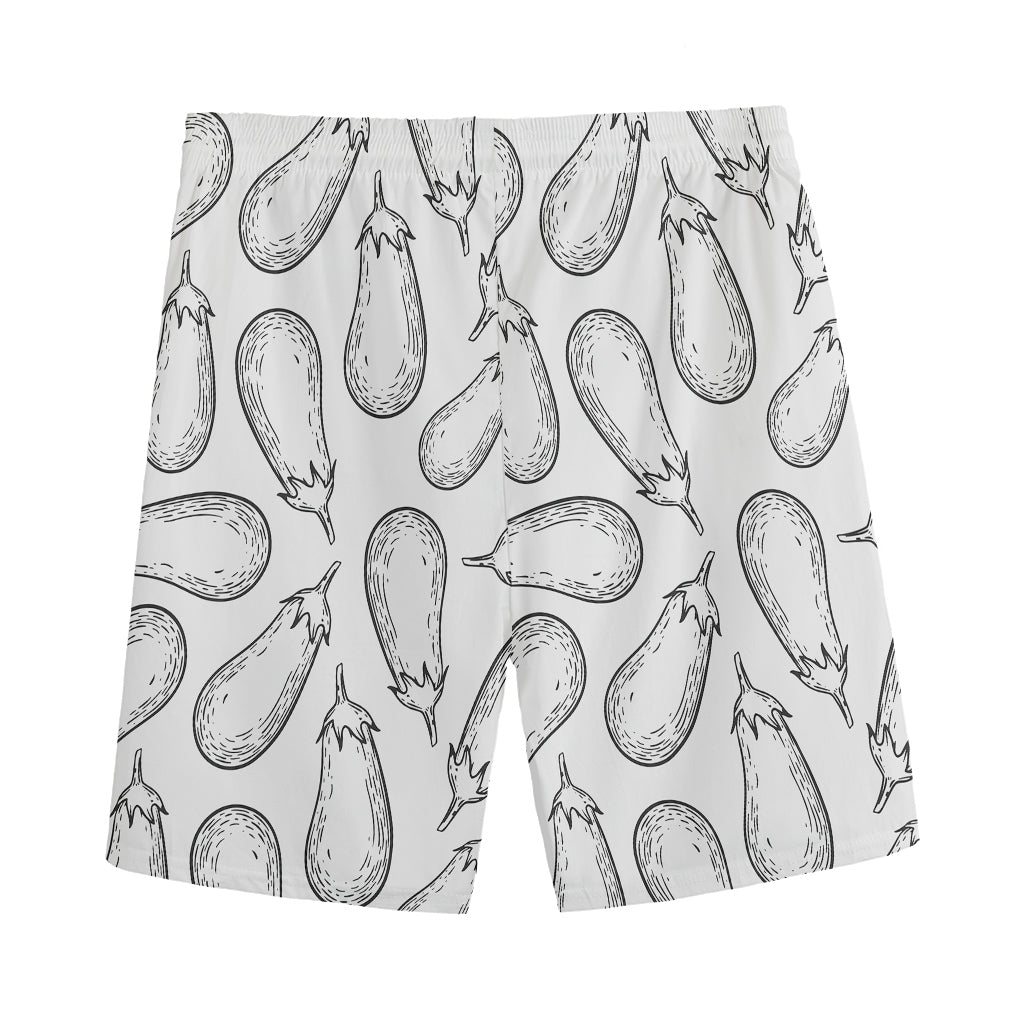 White Eggplant Drawing Print Men's Sports Shorts