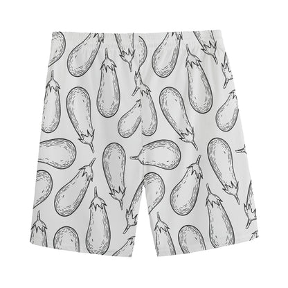 White Eggplant Drawing Print Men's Sports Shorts