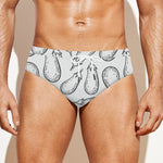 White Eggplant Drawing Print Men's Swim Briefs