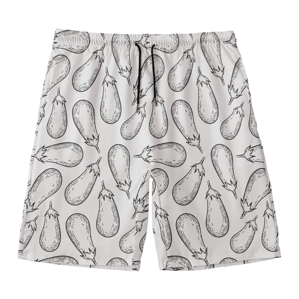 White Eggplant Drawing Print Men's Swim Trunks