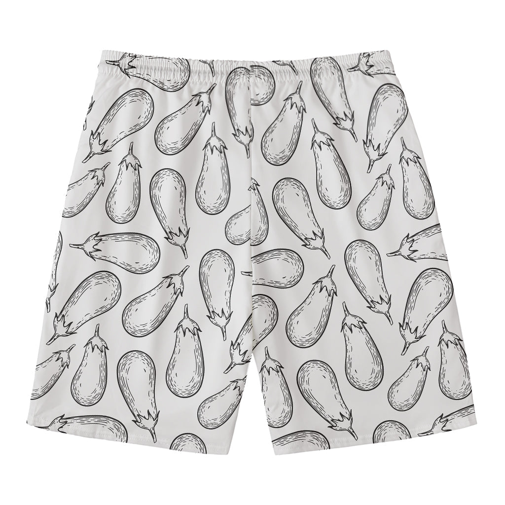 White Eggplant Drawing Print Men's Swim Trunks