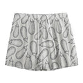 White Eggplant Drawing Print Mesh Shorts
