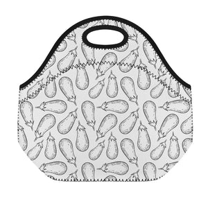 White Eggplant Drawing Print Neoprene Lunch Bag