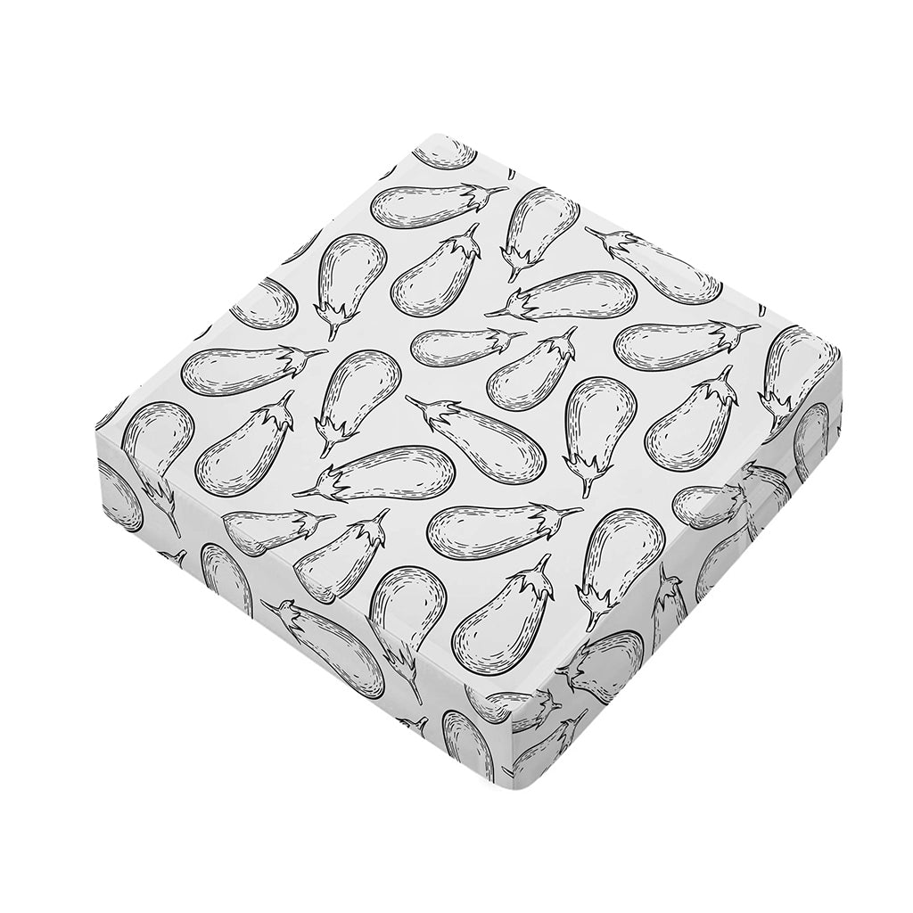 White Eggplant Drawing Print Outdoor Seat Cushion Cover