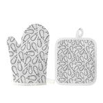 White Eggplant Drawing Print Oven Mitt And Pot Holder Set