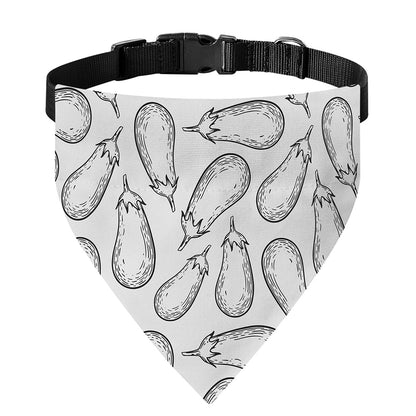 White Eggplant Drawing Print Over The Collar Dog Bandana
