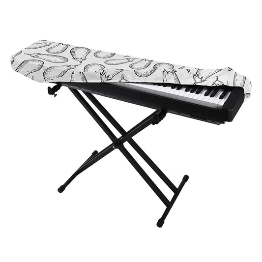 White Eggplant Drawing Print Piano Keyboard Cover