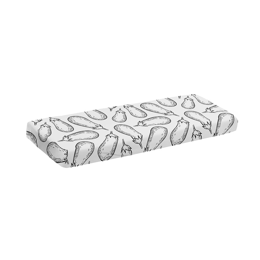 White Eggplant Drawing Print Piano Keyboard Cover