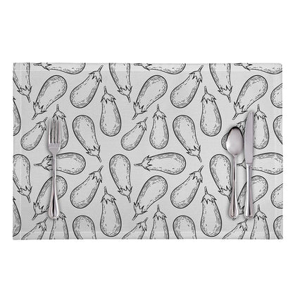 White Eggplant Drawing Print Placemat