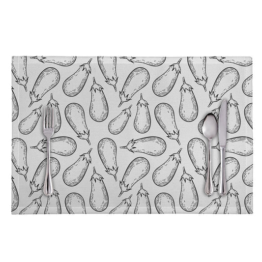White Eggplant Drawing Print Placemat