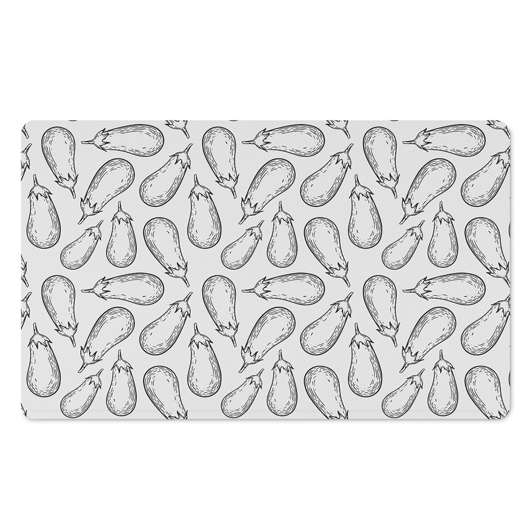 White Eggplant Drawing Print Polyester Doormat