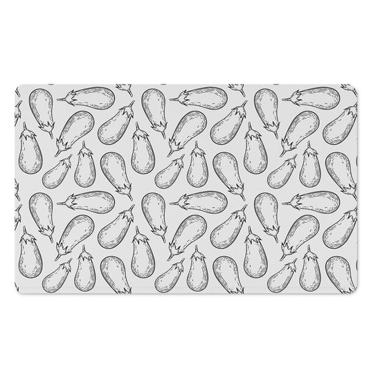 White Eggplant Drawing Print Polyester Doormat