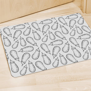 White Eggplant Drawing Print Polyester Doormat