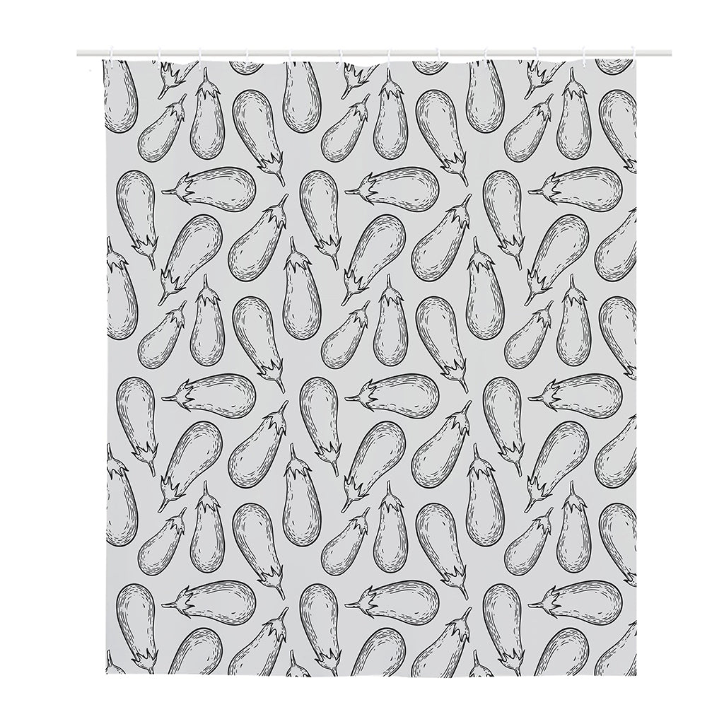 White Eggplant Drawing Print Polyester Shower Curtain