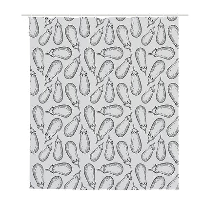 White Eggplant Drawing Print Polyester Shower Curtain