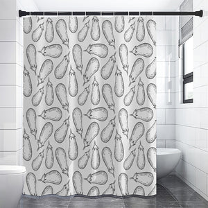 White Eggplant Drawing Print Premium Shower Curtain