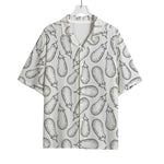 White Eggplant Drawing Print Rayon Hawaiian Shirt