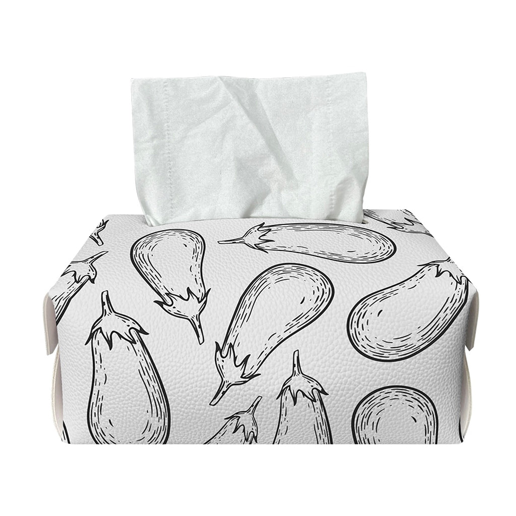 White Eggplant Drawing Print Rectangle Tissue Box Cover
