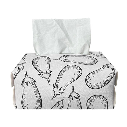 White Eggplant Drawing Print Rectangle Tissue Box Cover