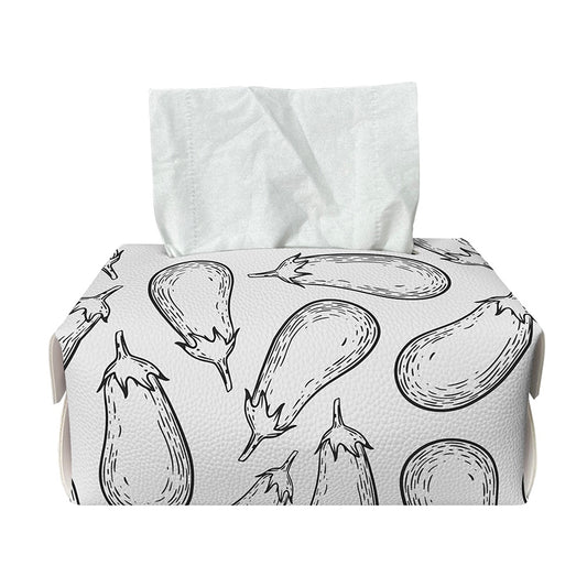 White Eggplant Drawing Print Rectangle Tissue Box Cover