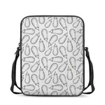 White Eggplant Drawing Print Rectangular Crossbody Bag