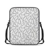 White Eggplant Drawing Print Rectangular Crossbody Bag