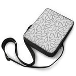 White Eggplant Drawing Print Rectangular Crossbody Bag