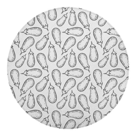 White Eggplant Drawing Print Round Blanket