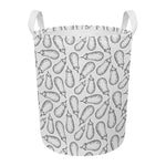 White Eggplant Drawing Print Round Laundry Basket