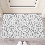 White Eggplant Drawing Print Rubber Doormat