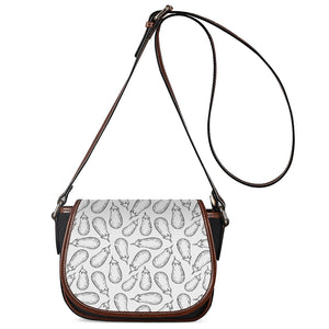 White Eggplant Drawing Print Saddle Bag