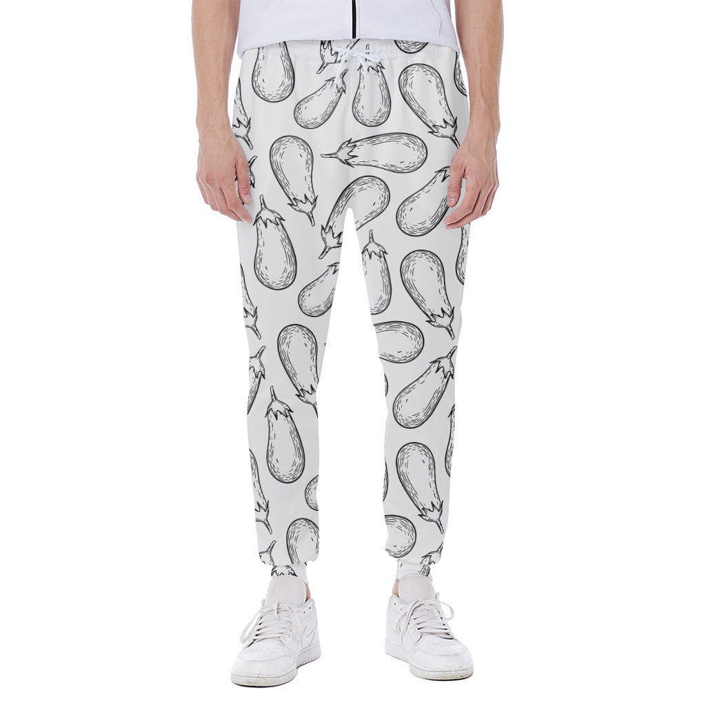 White Eggplant Drawing Print Scuba Joggers