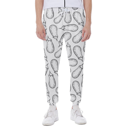 White Eggplant Drawing Print Scuba Joggers