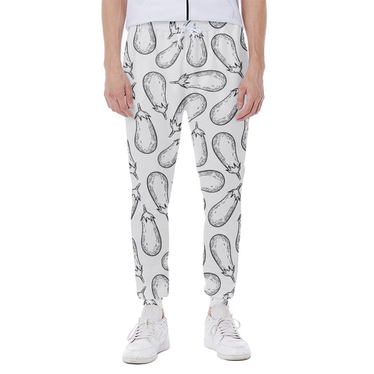 White Eggplant Drawing Print Scuba Joggers